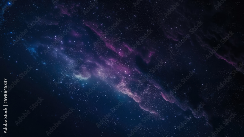 Realistic beautiful endless expanses of eternal space created with the help of artificial intelligence. Pleasant blue shades with purple and pink tints decorated with bright stars. Realistic beautiful endless expanses of eternal space created with the help of artificial intelligence. Pleasant blue shades with purple and pink tints decorated with bright stars.