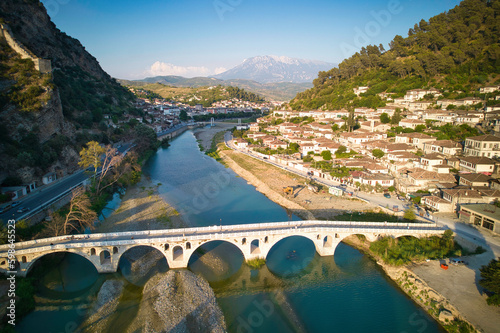 Berati view from the bridge over the Osumi  river photo