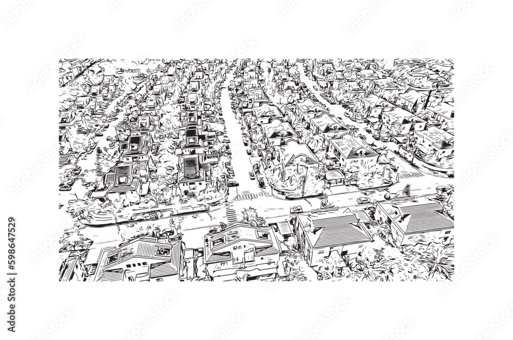 Building view with landmark of Rishon Lezion is a city in Israel. Hand drawn sketch illustration in vector. Building view with landmark of Rishon Lezion is a city in Israel. Hand drawn sketch illustration in vector.