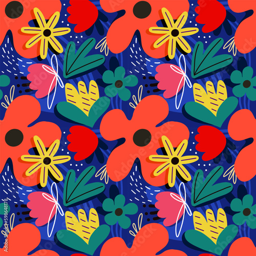 Juicy bright floral summer seamless patten background 