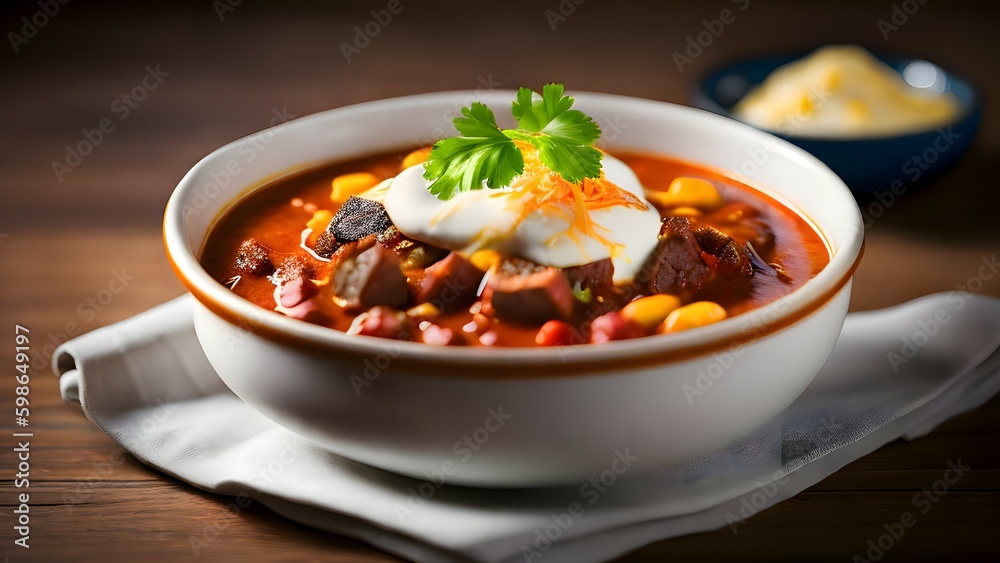 Image of a bowl of beef chili Image of a bowl of beef chili