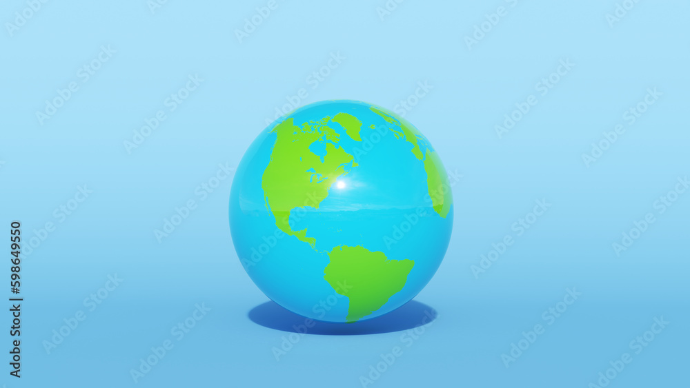 Fototapeta premium Globe Earth World Planet Map Blue Green America Geography North America Continent South America 3d illustration render digital rendering