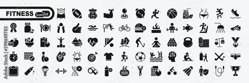 Health and fitness - web icon set. vector illustration.	