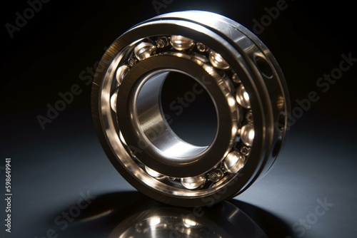 Stainless ball bearing with lithium grease for machinery lubrication; suitable for automotive & industrial use, on white background. Generative AI