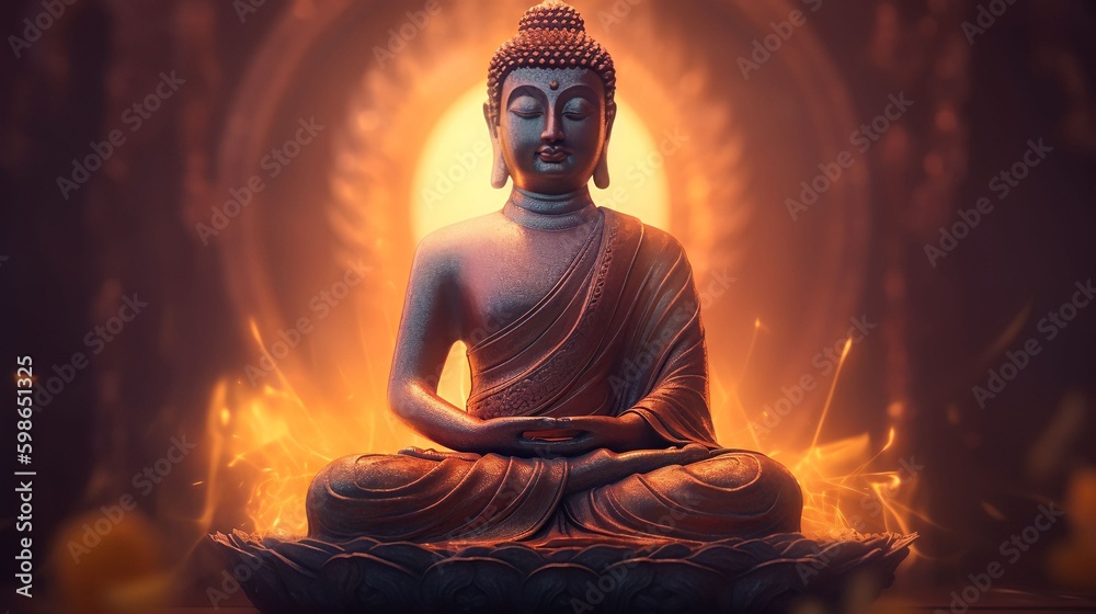 Fototapeta premium banner illustration Fantasy Buddha sitting