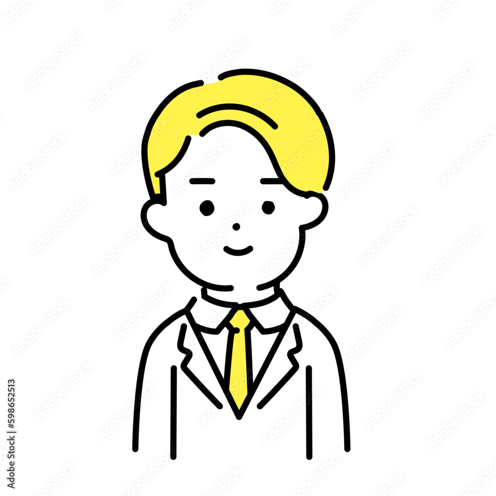 かわいい人物のイラストシリーズ _ 男性のオフィスワーカー _ 笑顔　