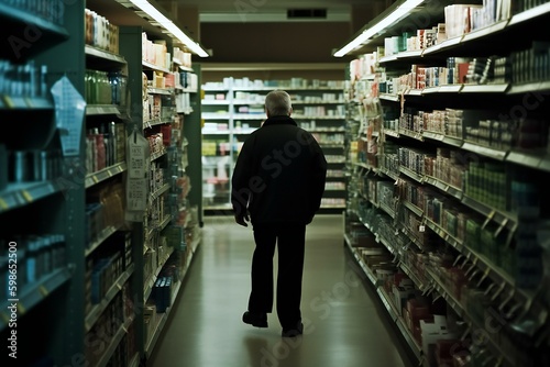 Retail shoplifting concept. Thief, shoplifter. Looters stealing things. Generative AI