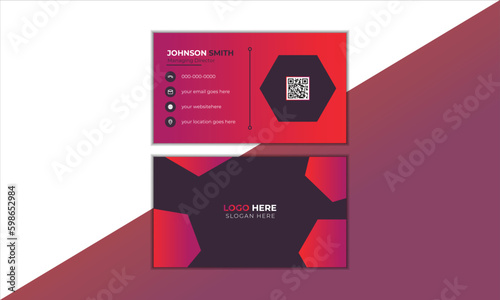  flat orange business card inspiration. Modern shape with abstract silver.  Luxury dark gradient background. 
