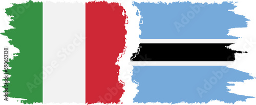 Botswana and Italy grunge flags connection vector