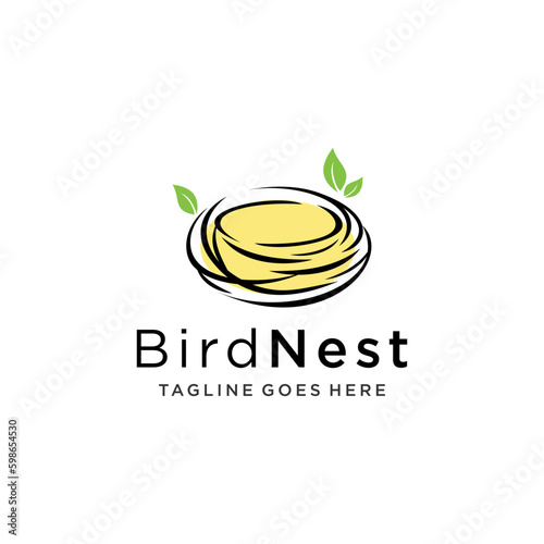 bird nest icon logo line illustration symbol