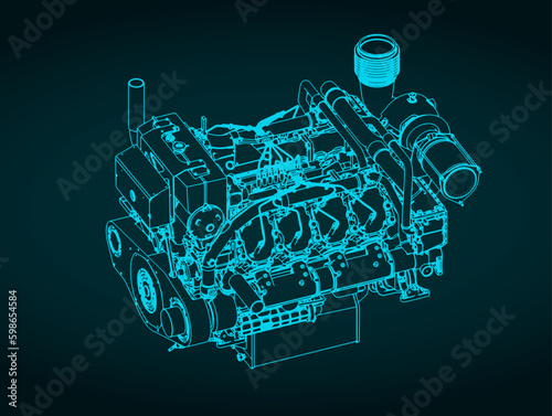 Heavy duty marine diesel engine blueprint
