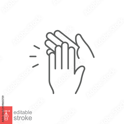 Hands clapping icon. Simple outline style. Clap, bravo, applaud, support concept. Thin line symbol. Vector symbol illustration isolated on white background. Editable stroke EPS 10.