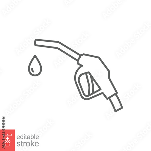 Fuel nozzle icon. Simple outline style. Gun for fuel pump, diesel, refuel, petrol, energy concept. Thin line symbol. Vector symbol illustration isolated on white background. Editable stroke EPS 10.