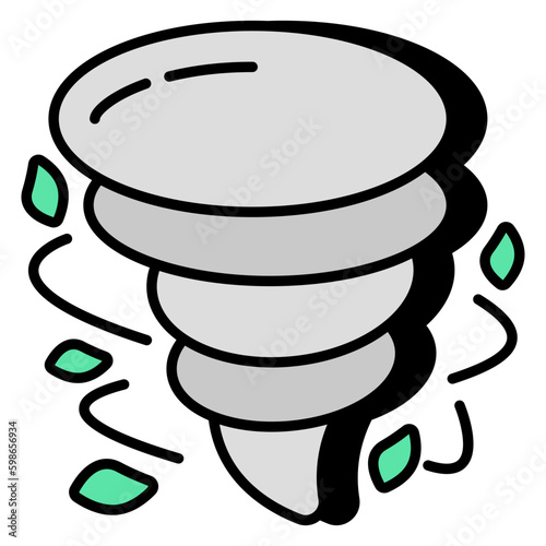 A flat design icon of tornado 
