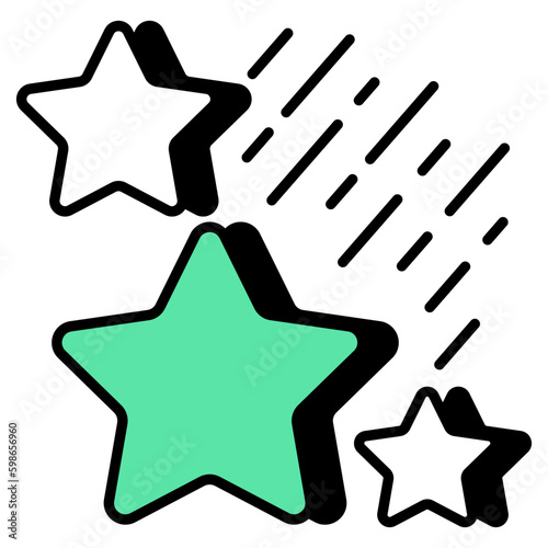 A premium download icon of glowing stars