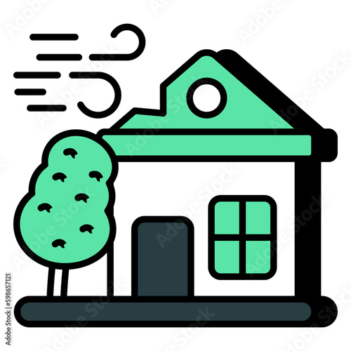 Editable design icon of windy cloud 