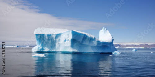 View of iceberg with beautiful transparent sea