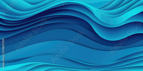 Abstract blue background with waves sea ocean water curves