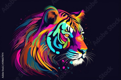 Abstract creative illustration with colorful tiger