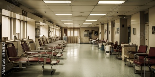 An overfilled hospital waiting room, highlighting the challenges faced by underfunded healthcare systems, concept of Healthcare accessibility, created with Generative AI technology Generative AI