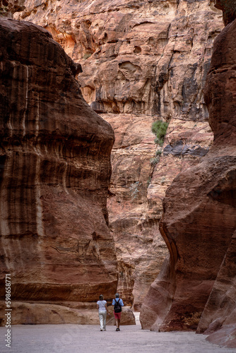 Canyon in the Siq of the ancient city of Petra