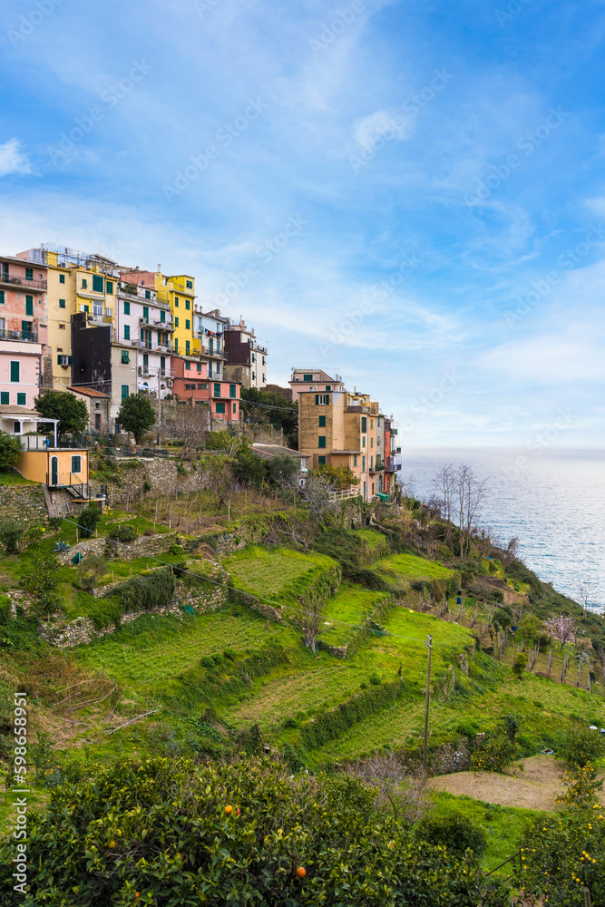 Scenic view of Coniglia village located in Cinque Terre, Italy