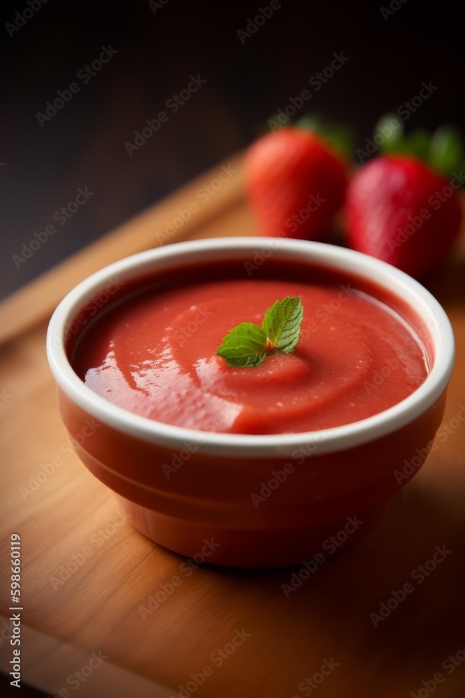 Strawberry puree, a fresh and healthy snack, generated with AI Strawberry puree, a fresh and healthy snack, generated with AI
