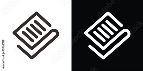 design logo check and paper icon vector line illustration