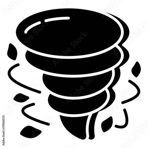 A solid design icon of tornado 