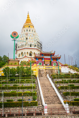 Buddhist Temple of Supreme Bliss Kek Lok Si. One of popular tourist attractions in the remote area of Ayer Itam of Penang Island, Malaysia