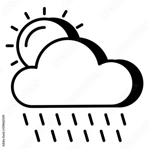 A unique design icon of partly rainy day 