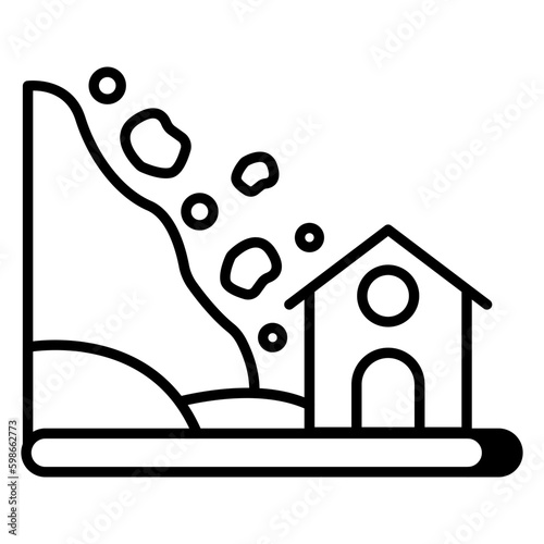 A linear design icon of landslide 