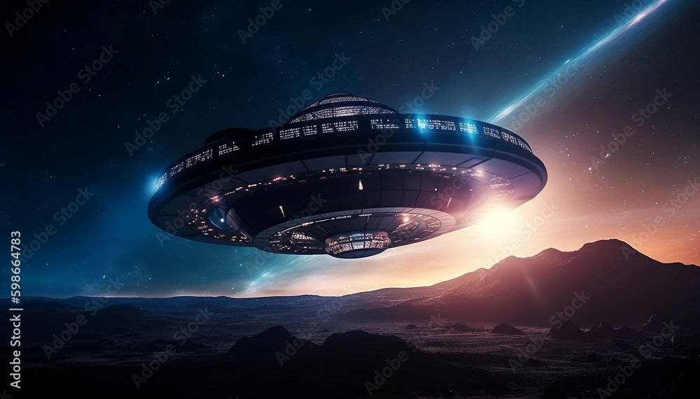 UFO, a journey through space, traveling in a high tech, alien ship, generative ai UFO, a journey through space, traveling in a high tech, alien ship, generative ai