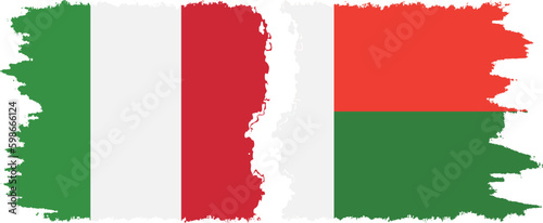 Canvas Print Madagascar and Italy grunge flags connection vector