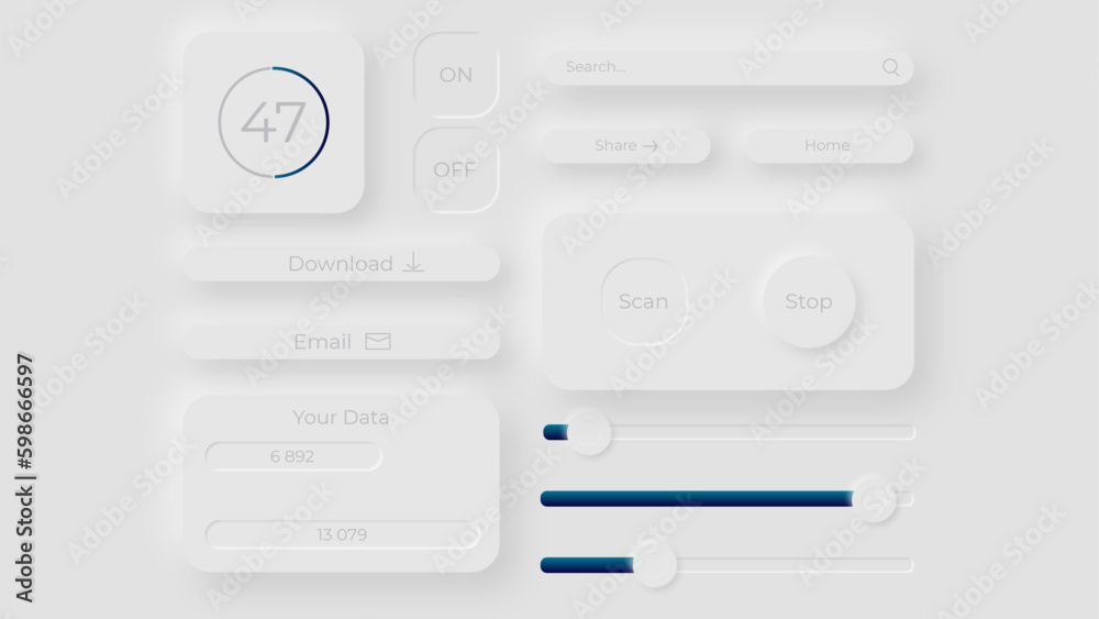 13 Neomorphism UI Elements with editable text. Vector Graphic Templates. Infographics. 13 Neomorphism UI Elements with editable text. Vector Graphic Templates. Infographics.