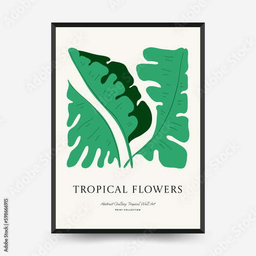Abstract floral posters template. Modern trendy Matisse minimal style. Tropical jungle. Hand drawn design for wallpaper, wall decor, print, postcard, cover, template, banner. 