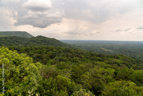 Views of the river in the Colombian Amazon area from the hill