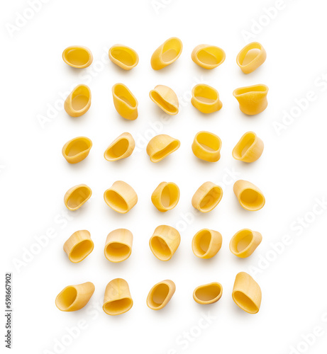 Uncocked pasta isolated on white background