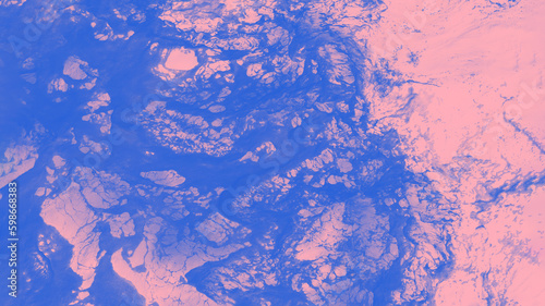 Blue pink blurred abstract patchy watercolor panorama background like marble