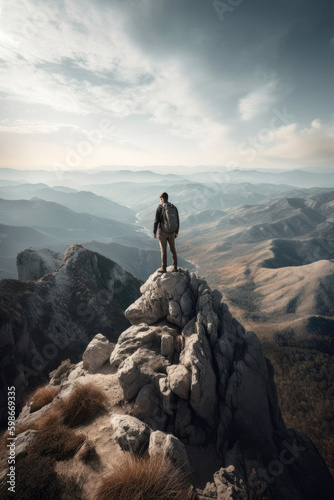Adventurer standing on top ...