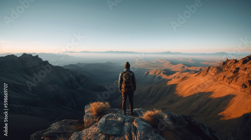 Adventurer standing on top ...