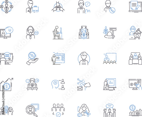 Work trade line icons collection. Bartering, Exchange, Collaboration, Partnership, Swapping, Co-working, Community vector and linear illustration. Skill-sharing,Nerk,Volunteering outline Generative AI