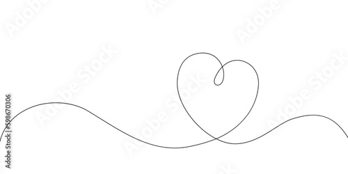 Heart and Love in Vector Continuous Line Art Illustration of a Romantic Minimalist Wedding Card on a White Background. A Wedding Heart Sketch with Artistic Line Design. Vector Illustration Love Art.