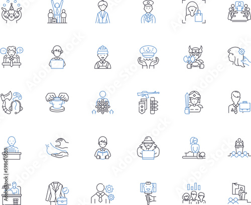 Vocations line icons collection. Calling, Devotion, Mission, Purpose, Passion, Service, Ministry vector and linear illustration. Career,Ambition,Occupation outline signs set Generative AI