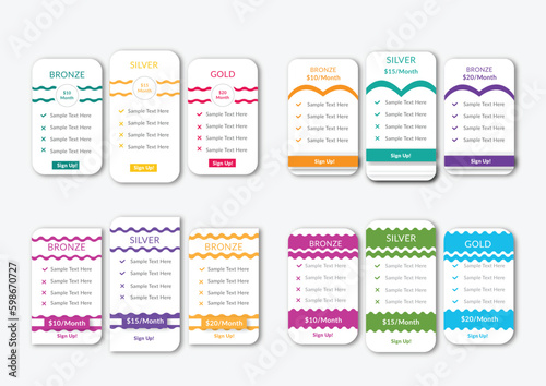 Modern and professional pricing table pricing list table design template