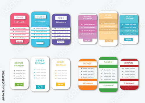 Creative vector illustration of business plans web comparison pricing table design template