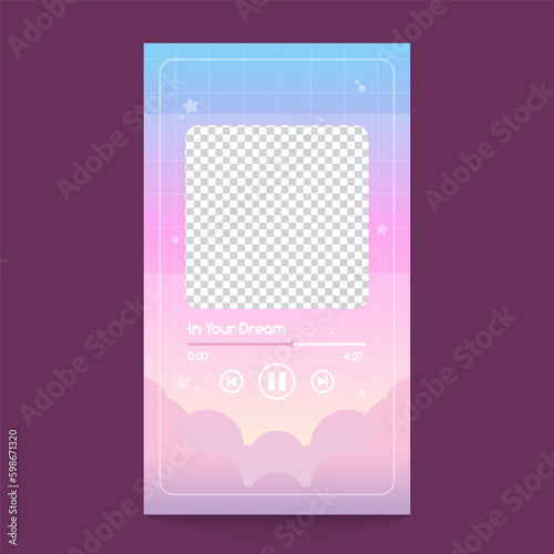 cute music play with blank frame for album photo template vector design