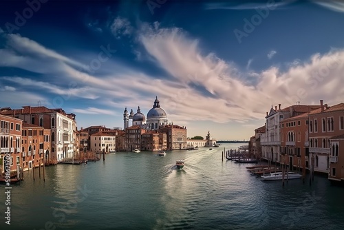 Panoramic view at Venice, Italy, created with generative AI