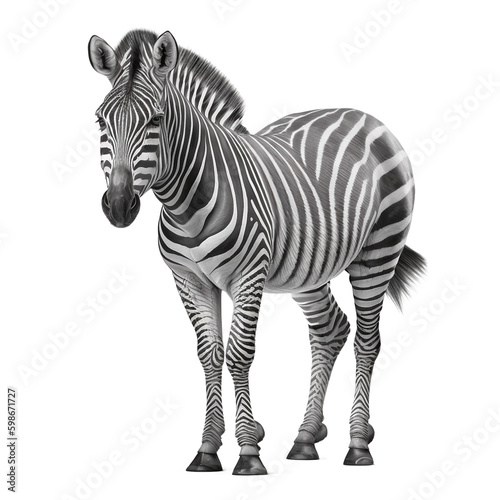 Zebra on transparent background  created with generative AI