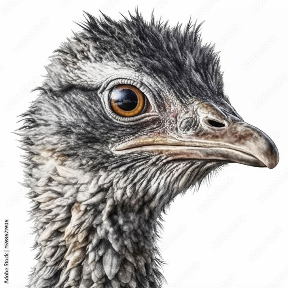 Emu isolated on white background (Generative AI) Emu isolated on white background (Generative AI)